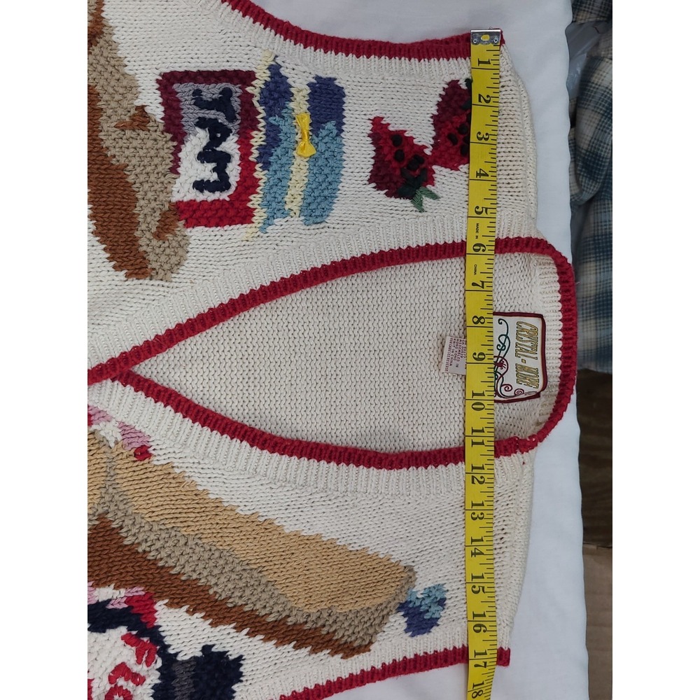 Vintage 1990s Knitted Sweater Vest Kitchen Theme Cottagecore Sz 2X Grandmacore - Picture 6 of 10